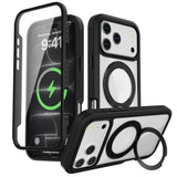 iPhone 18 Pro / 17 Pro EIDERWOOD Case with Screen Protector and Stand Function - MagSafe Compatible - Black / Transparent