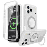 iPhone 18 Pro / 17 Pro EIDERWOOD Case with Screen Protector and Stand Function - MagSafe Compatible - White / Transparent