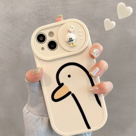 iPhone 13 Flexible Back Case w. Camera Lens Protector - Cute Duck