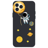 iPhone 14 Pro Flexible Case of Plastic w. Print - Astronaut in Space / Black