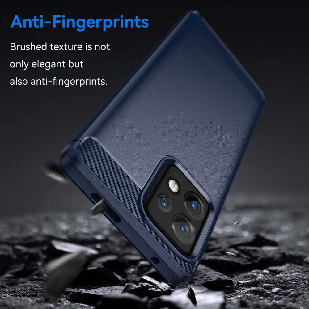 Motorola Edge 40 Pro Brushed Carbon Fiber Plastic Case - Blue