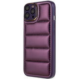 iPhone 14 Pro Max Leather Covered 3D Plastic Back Case w. Camera Lens Protection - Purple