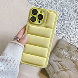 iPhone 14 Pro Leather Covered 3D Plastic Back Case w. Camera Lens Protection - Gul