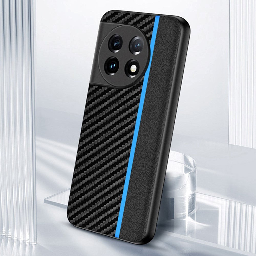 OnePlus 11 Carbon Fiber Leather Case - Black / Blue