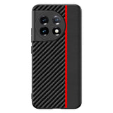 OnePlus 11 Carbon Fiber Leather Case - Black / Red