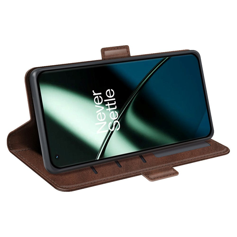 OnePlus 11 Flip Case w. Card Holder & Stand Function - Dark Brown