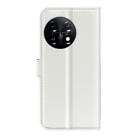 OnePlus 11 Litchi Leather Wallet Case - White