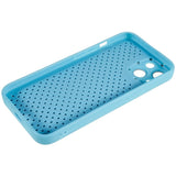 iPhone 13 Leather Covered 3D Plastic Back Case w. Camera Lens Protection - Blue