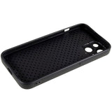 iPhone 13 Leather Covered 3D Plastic Back Case w. Camera Lens Protection - Black