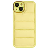 iPhone 13 Leather Covered 3D Plastic Back Case w. Camera Lens Protection - Yellow