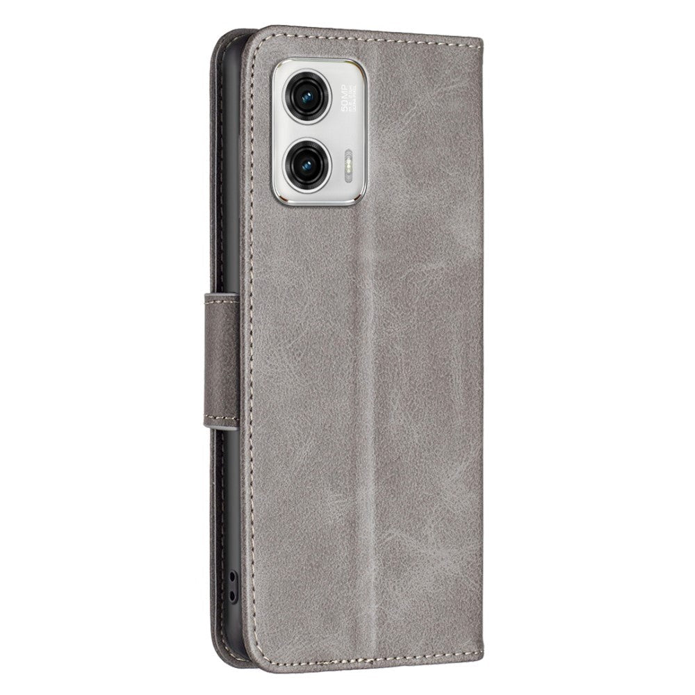 Motorola Moto G73 Flip Case Leather w. Wallet & Strap - Grey