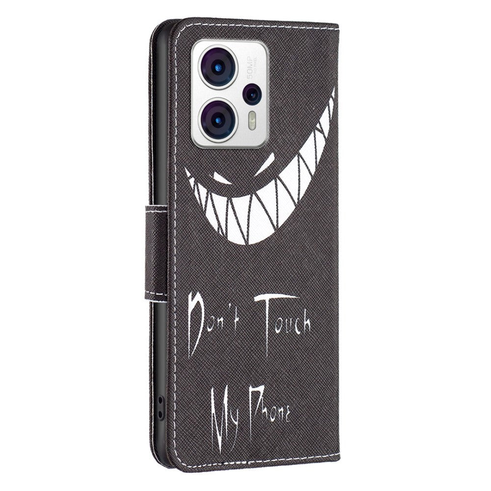 Motorola Moto G13 / G23 / G53 Leather Wallet Case w. Print - "Don't Touch My Phone"