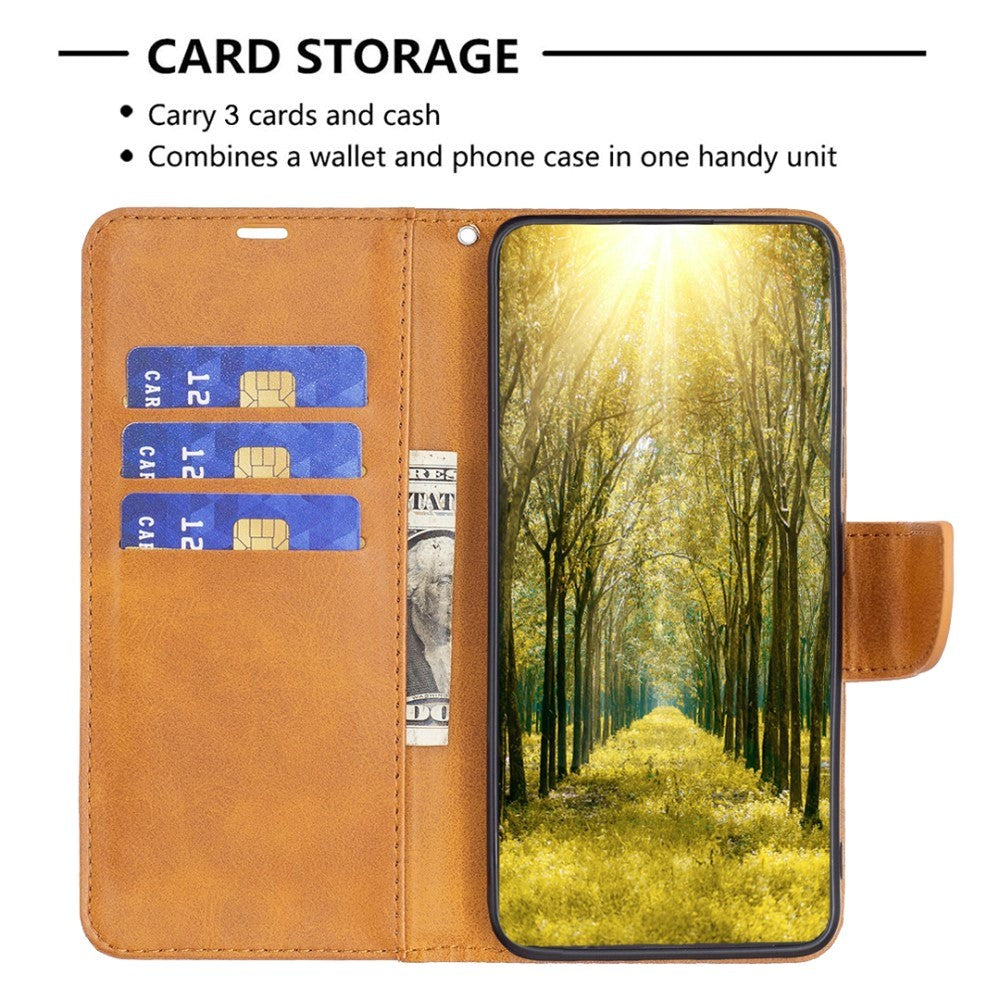 Motorola Moto E13 Flip Case Leather w. Wallet & Strap - Light Brown