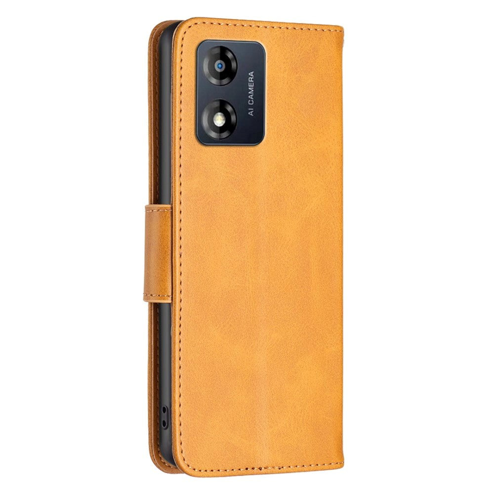 Motorola Moto E13 Flip Case Leather w. Wallet & Strap - Light Brown