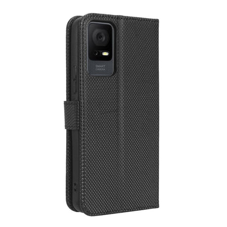 TCL 405 / 406 / 408 / T506D Leather Flip Case with Diamond Texture - Black