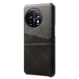 OnePlus 11 Leather Coated Plastic Case with Card Holder - Black