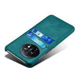 OnePlus 11 Leather Coated Plastic Case with Card Holder - Turquoise