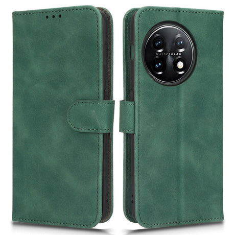 OnePlus 11 Leather Flip Case w. Wallet & Stand Function - Green