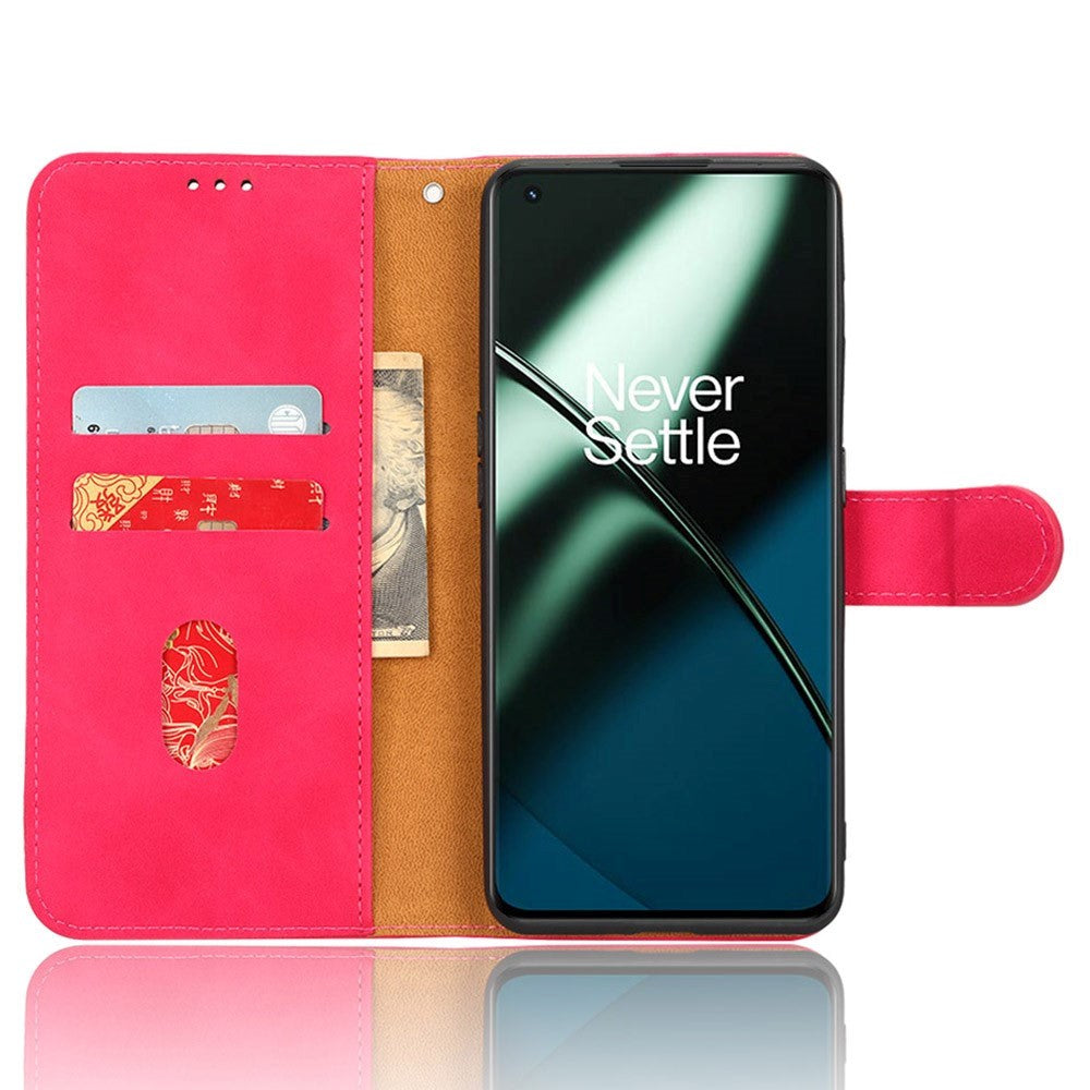 OnePlus 11 Leather Flip Case w. Wallet & Stand Function - Pink