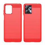 Motorola Moto G13 / G23 Brushed Carbon Fiber Plastic Case - Red