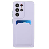 Samsung Galaxy S23 Ultra Flexible Plastic Case with Card Holder - Purple