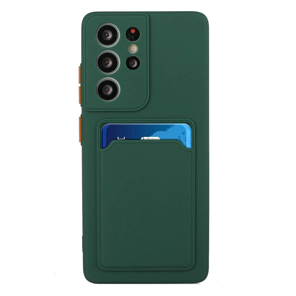 Samsung Galaxy S23 Ultra Flexible Plastic Case with Card Holder - Green