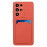 Samsung Galaxy S23 Ultra Flexible Plastic Case with Card Holder - Rust Red