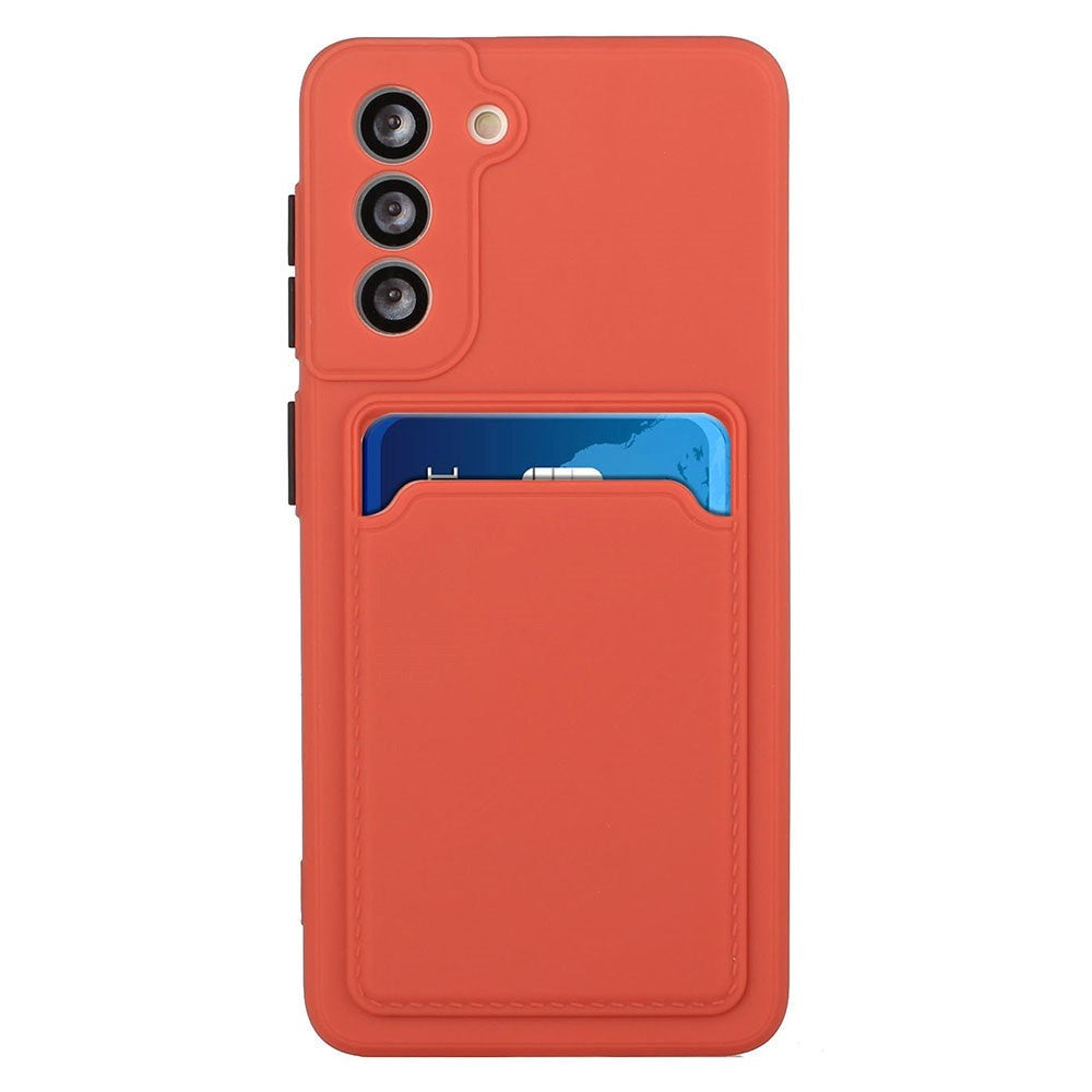 Samsung Galaxy S23+ (Plus) Flexible Plastic Case with Card Holder - Rust Red