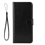 Google Pixel 7A Leather Flip Case with Wallet and Strap - Black