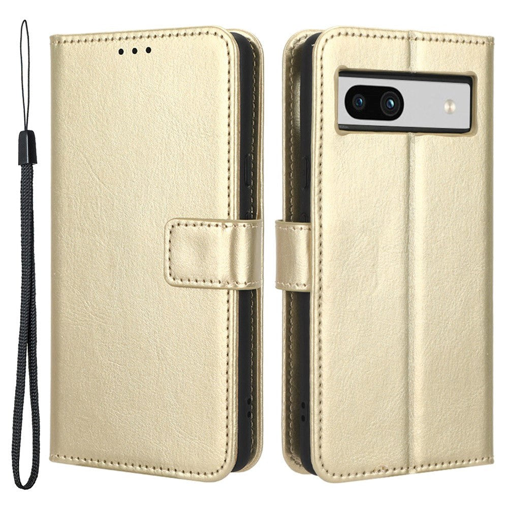 Google Pixel 7A Leather Flip Case with Wallet and Strap - Gold