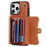 iPhone 14 Pro Leather-Covered Plastic Case w. Wallet and Strap - Brown