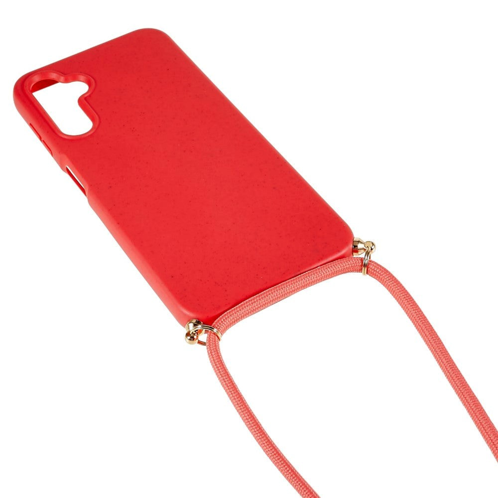 Samsung Galaxy A34 (5G) Flexible Plastic Case w. Lanyard / Strap - Red