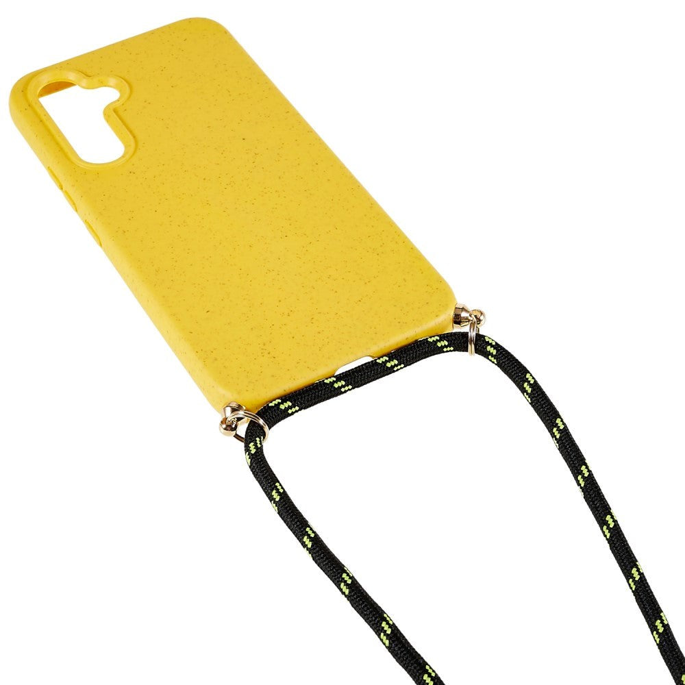 Samsung Galaxy A34 (5G) Flexible Plastic Case w. Lanyard / Strap - Yellow