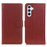 Samsung Galaxy A24 Litchi Leather Flip Case w. Wallet - Brown