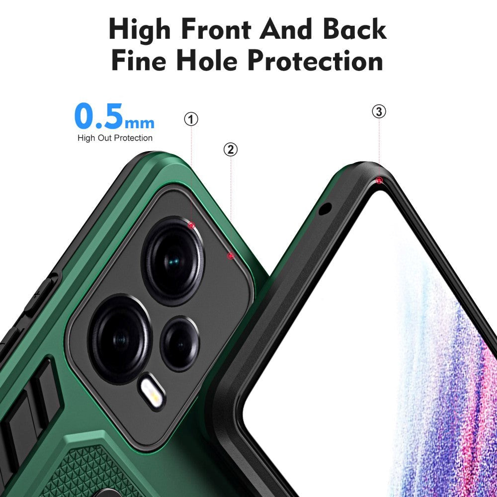 Xiaomi Redmi Note 12 Pro (5G) Tough Case w. Kickstand & Silicone Finger Ring - Green