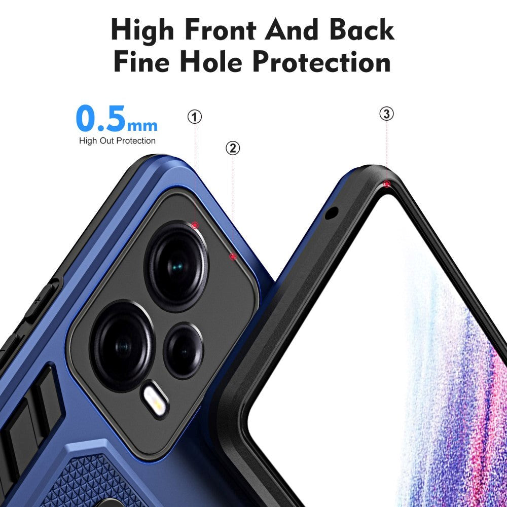 Xiaomi Redmi Note 12 Pro (5G) Tough Case w. Kickstand & Silicone Finger Ring - Blue