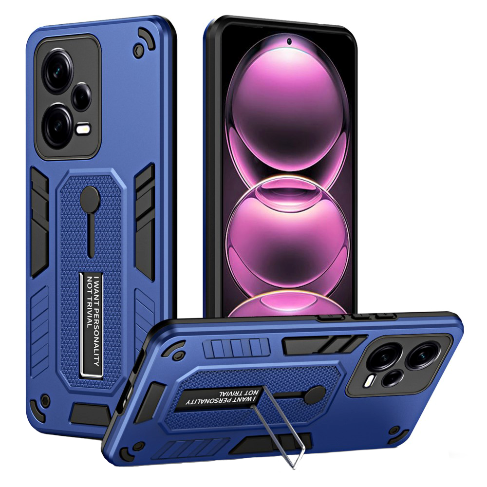 Xiaomi Redmi Note 12 Pro (5G) Tough Case w. Kickstand & Silicone Finger Ring - Blue