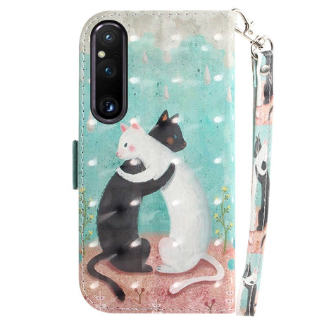 Sony Xperia 1 V Leather Case w. Print - Two Cats