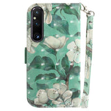 Sony Xperia 1 V Leather Case w. Print - White Flowers