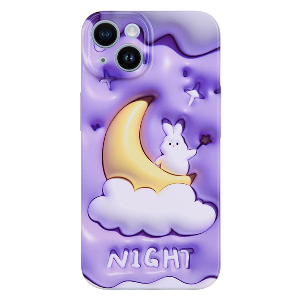 iPhone 14 Hard Plastic Case with 3D Print - Moon Rabbit