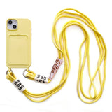 iPhone 14 Flexible Plastic Case with Card Holder & Strap - Yellow