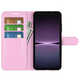 Sony Xperia 1 V Litchi Leather Flip Case w. Wallet - Pink