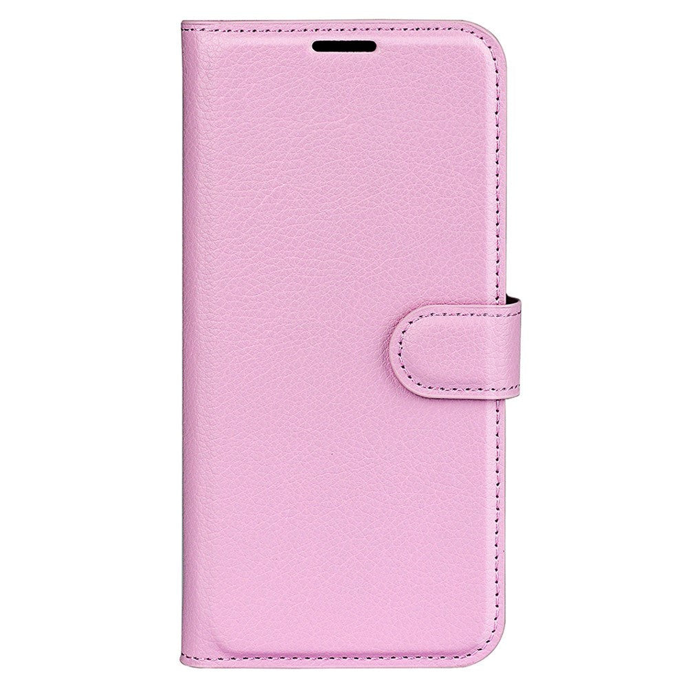 Sony Xperia 1 V Litchi Leather Flip Case w. Wallet - Pink