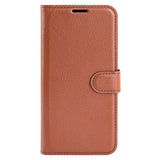 Sony Xperia 1 V Litchi Leather Flip Case w. Wallet - Brown