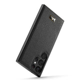 Samsung Galaxy S23 Ultra Leather Covered Plastic Back Cover - Black V3