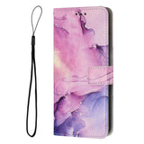 Motorola Edge 40 Pro Leather Flip Case w. Wallet & Strap - Marble - Purple / Pink