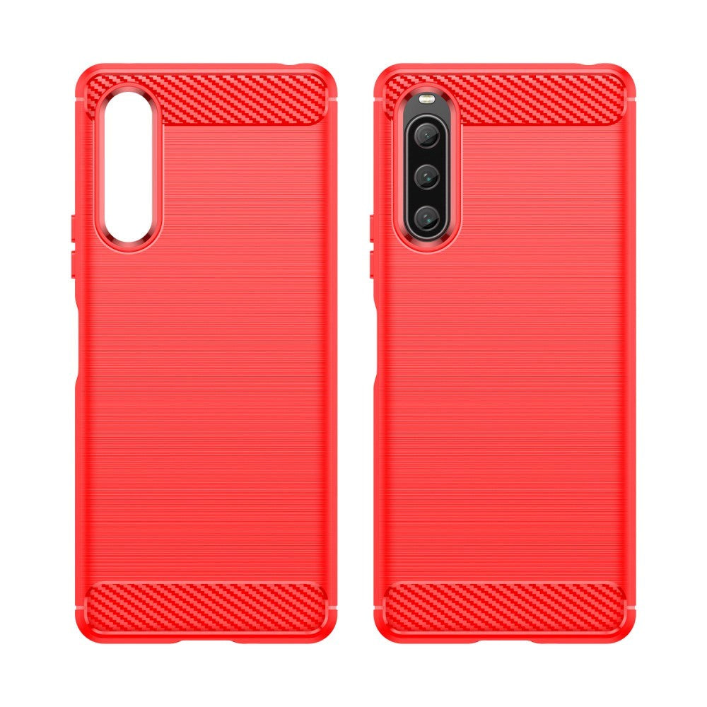 Sony Xperia 10 V Brushed Carbon Case - Red