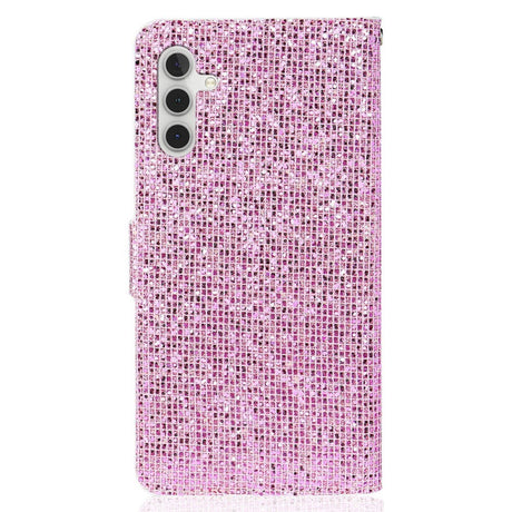 Samsung Galaxy A24 PU Leather Flip Case with Wallet & Strap - Glitter Design - Pink