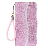 Samsung Galaxy A34 (5G) PU Leather Flip Case with Wallet & Strap - Glitter Design - Pink