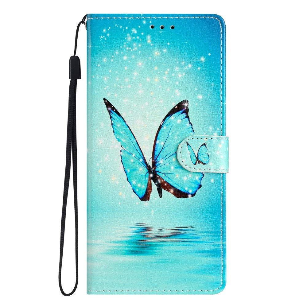 Google Pixel 7 PU Leather Flip Case w. Wallet and Strap - Butterflies